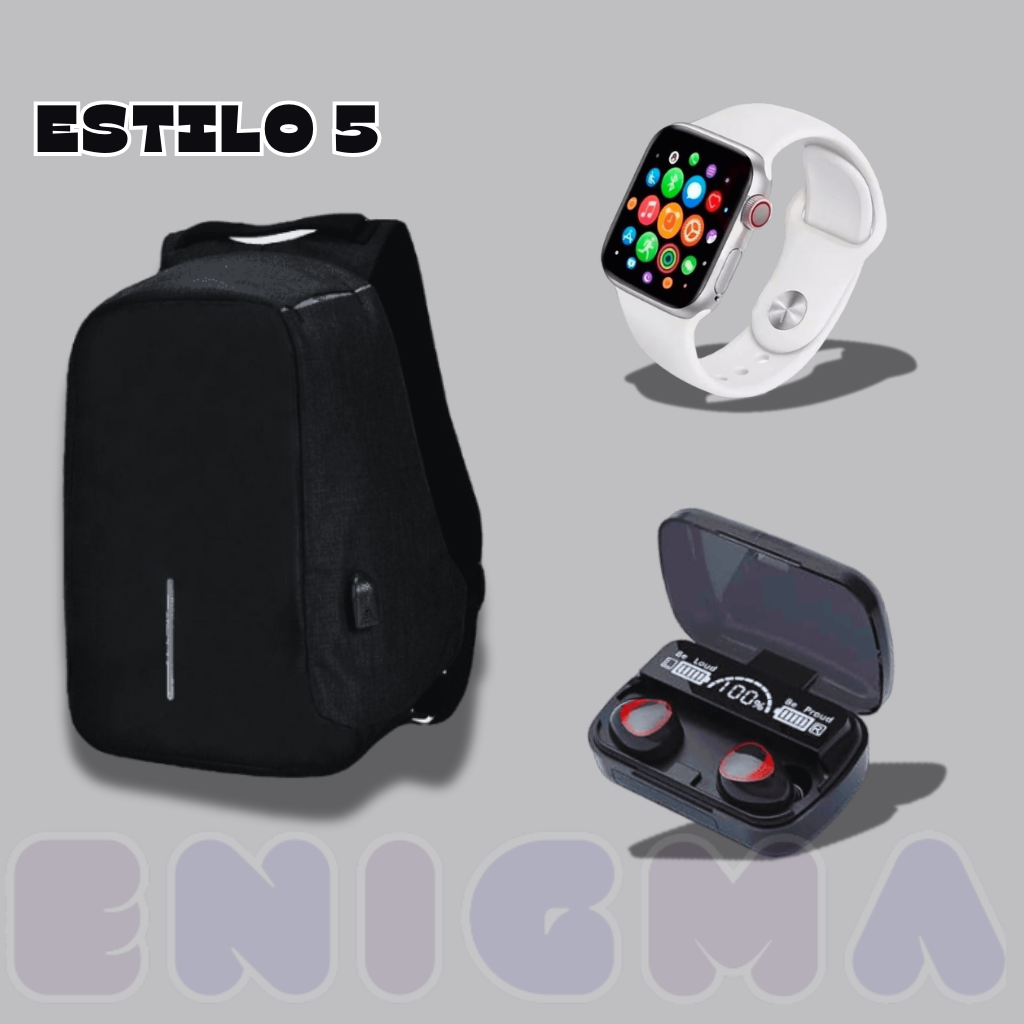 SUPER COMBO 3 EN 1 Maleta Antirrobo+ SmartWatch+ Audífonos